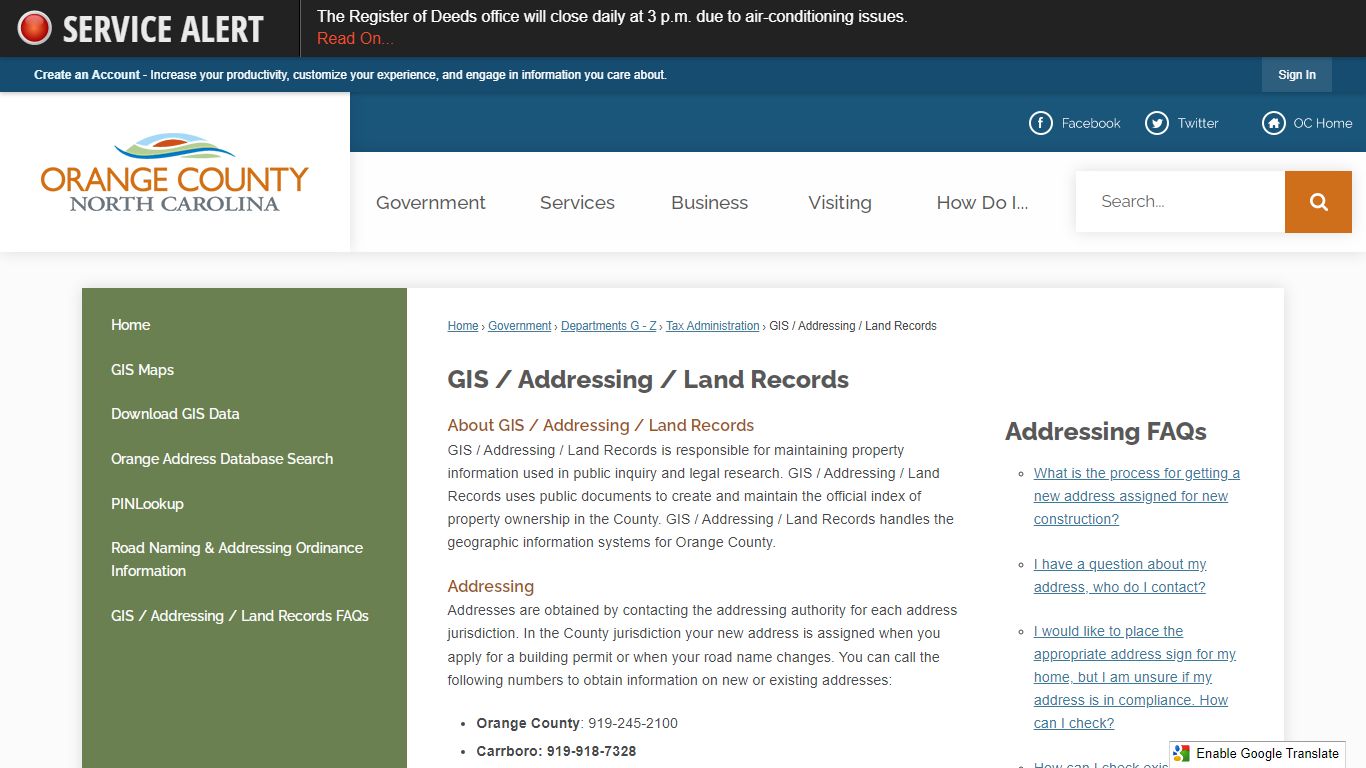 Land Records / GIS | Orange County, NC