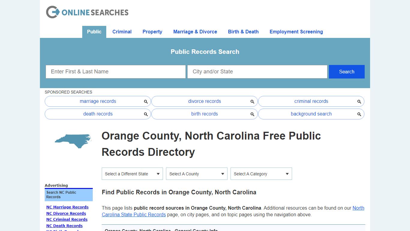 Orange County, North Carolina Public Records Directory