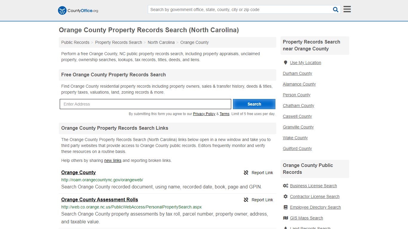 Property Records Search - Orange County, NC (Assessments ...